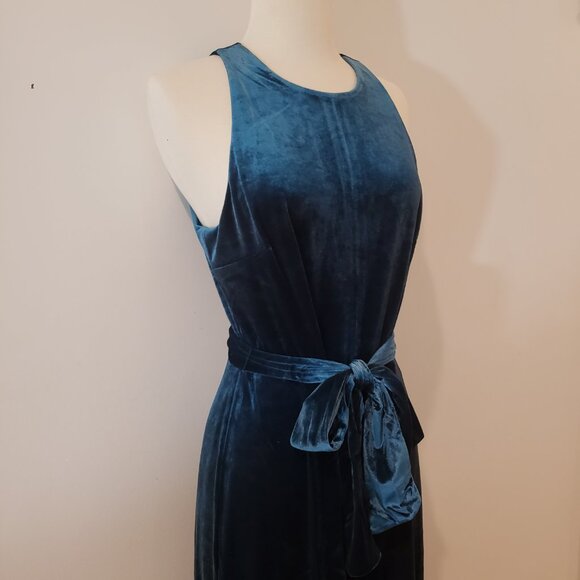 NWT BR Stretchy Velvet Teal Romper - Picture 6 of 12